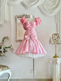 Beauty Homecoming Dress Off Shoulder Pleated Ruffle Short Prom Dress Birthday Party Outfits HZ0319