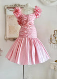 Beauty Homecoming Dress Off Shoulder Pleated Ruffle Short Prom Dress Birthday Party Outfits HZ0319