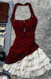 Stunning Homecoming Dress Wine Red Halter Tiered Short Prom Dress Birthday Party Outfits HZ0319
