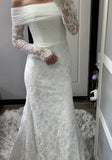 Stunning Wedding Dress Off Shoulder Long Sleeves Pleated Wedding Dress HZ0319