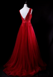 Charming Prom Dress V-neck Tulle Pleated Gala Dress Evening Dress Formal Dress HZ0319