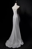 Charming Prom Dress White Strapless Mermaid Gala Dress Evening Dress Formal Dress HZ0319