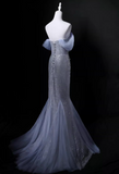 Shiny Prom Dress Off Shoulder Pleated Mermaid Gala Dress Evening Dress Formal Dress HZ0319