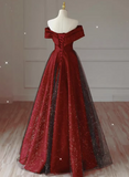 Shiny Prom Dress Off Shoulder Pleated Tulle Gala Dress Evening Dress Formal Dress HZ0319