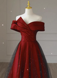 Shiny Prom Dress Off Shoulder Pleated Tulle Gala Dress Evening Dress Formal Dress HZ0319