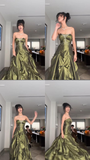 Vintage Beading Strapless A-Line Green Evening Ball Gown Birthday Gown HZ0319