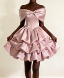 New Arrival Homecoming Dress Off Shoulder Pleated Short Prom Dress Birthday Party Outfits HZ0319