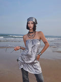 New Fashion Silvery Glitter Strapless Design A-line Party Dress, HZ0319