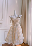 Chic Spaghetti Strap Beading A-line Tulle Party Dresses Homecoming Dresses, HZ0319