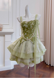 New Fashion Green Appliqued A-line Tiered Party Dresses Homecoming Dresses, HZ0319