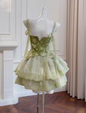 New Fashion Green Appliqued A-line Tiered Party Dresses Homecoming Dresses, HZ0319