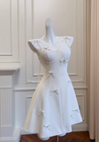 New Fashion White Bow Design A-line Spaghetti Strap Party Dresses Homecoming Dresses, HZ0319