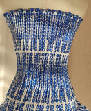 Vintage Dark Blue Pattern Design Strapless Mini Party Dress Homecoming Dress HZ0319