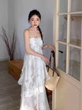 Floral Ruffle Design Halter Dress Elegant A-line Chiffon Evening Party Dress HZ0319