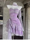 Retro Light Purple A-line Spaghetti Strap Short Lilac Homecoming Dress 17th Birthday Dress HZ0319