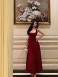 Retro Burgundy Maxi Length Design Elegant A-Line Evening Dress Prom Dress HZ0319