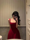 Retro Burgundy Maxi Length Design Elegant A-Line Evening Dress Prom Dress HZ0319