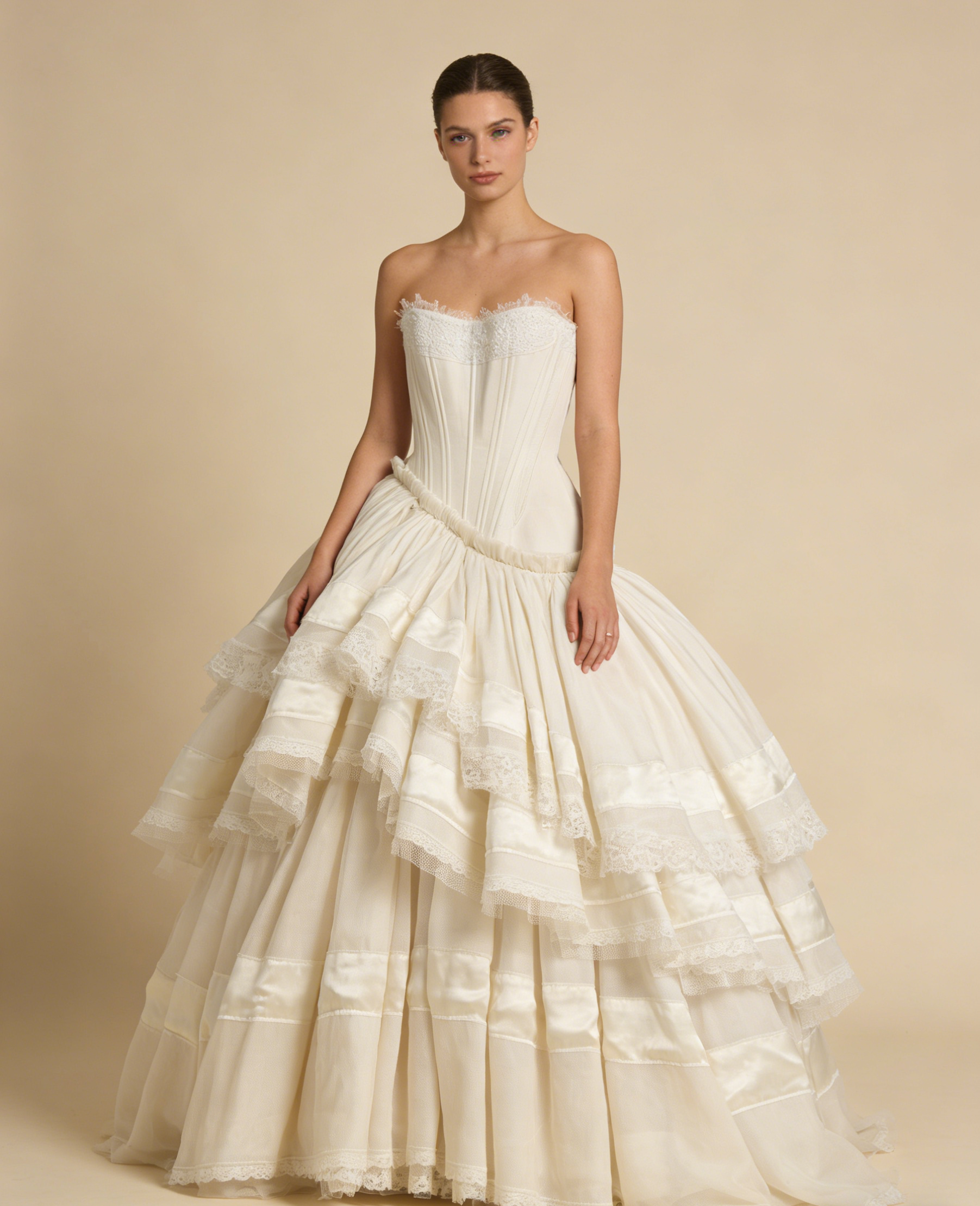 Strapless A-Line Lace Long Party Dress Vintage Wedding Dress Bridal Dress Prom Dress, HZ0319