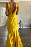 Turquoise V Neck Backless Mermaid Satin Long Formal Party Dress, HZ0319