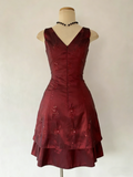 Vintage V Neck A-Line Short Party Dress Elegant Cocktail Dress, HZ0319