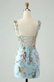 New Fashion Floral Embroidery Design A-line Strap Short Homecoming Dress, HZ0319