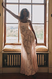 Vintage Floral Jacquard Spaghetti Strap Design Prom Dress Evening Dress HZ0319