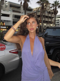 Simple Purple V-neck Halter Dress Design A-line Tulle Party Dress Homecoming Dress, HZ0319