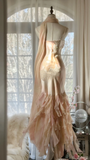 Vintage Mermaid Beaded Floral Design Romantic Chiffon Evening Dress Prom Dress HZ0319