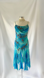 Vintage Blue Spaghetti Straps Sheath Beading Long Evening Party Dress, HZ0319