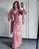 Modest Long Sleeves Sheath Chiffon Elegant Long Formal Party Dress, HZ0319