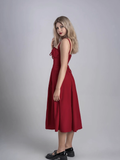 Simple Floral Spaghetti Strap Design A-line Split Women Party Dress, HZ0319