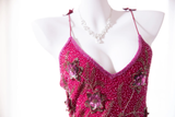Vintage Shiny Sequin Rose Red Backless Design A-line Romantic Chiffon Evening Dress Prom Dress HZ0319