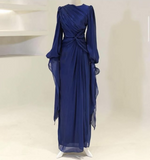 Modest Long Sleeves Sheath Chiffon Elegant Long Formal Party Dress, HZ0319