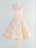 Retro Pink Floral Exquisite Embroidery Design A-Line Short Homecoming Dress Party Dress HZ0319