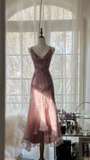Vintage Elegant Purple Fairy Long Chiffon Spaghetti Strap Romantic Evening Dress Prom Dresses HZ0319