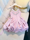 Chic Pink Spaghetti Strap Beading A-line V-neck Party Dresses Homecoming Dresses, HZ0319