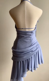 Lilac Halter Sheath Chiffon Short Party Dresses Homecoming Dresses, HZ0319