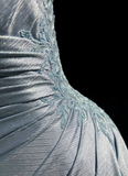 Light Blue Spaghetti Straps Mermaid Appliques Satin Long Evening Party Dresses, HZ0319