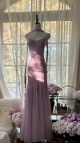 Lilac Spaghetti Straps Mermaid Beading Long Evening Dresses Birthday Outfits, HZ0319