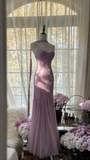 Lilac Spaghetti Straps Mermaid Beading Long Evening Dresses Birthday Outfits, HZ0319