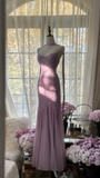 Lilac Spaghetti Straps Mermaid Beading Long Evening Dresses Birthday Outfits, HZ0319
