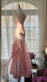 Vintage Pink Straps Mermaid Chiffon Beading Long Evening Party Dresses, HZ0319