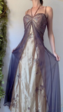 Elegant Straps Halter A-Line Beading Vintage Long Formal Party Dresses, HZ0319