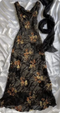 Black Sleeveless Sheath Chiffon Vintage Long Evening Party Dresses, HZ0319
