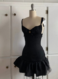 Black Straps Sheath Vintage Short Party Dresses Homecoming Dresses, HZ0319