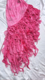 Hot Pink Spaghetti Straps A-Line Ruffles Beaded Vintage Long Party Dresses, HZ0319