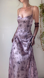 Lilac Spaghetti Straps Evening Dresses A-Line Vintage Long Party Dresses, HZ0319