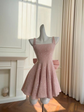 Pink Straps A-Line Short Party Dresses Birthday Dresses Homecoming Dresses, HZ0319