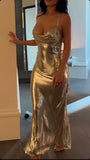 Silver Spaghetti Straps Mermaid Sequins Long Evening Party Dresses, HZ0319