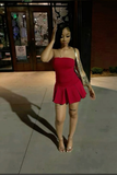Sexy Red Strapless A-Line Short Party Dresses Homecoming Dresses, HZ0319